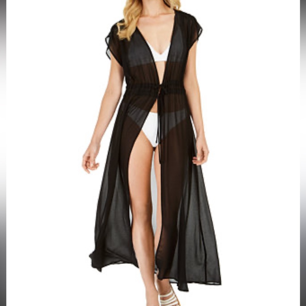 Calvin Klein Sheer Black Maxi Swim Cover-Up size S